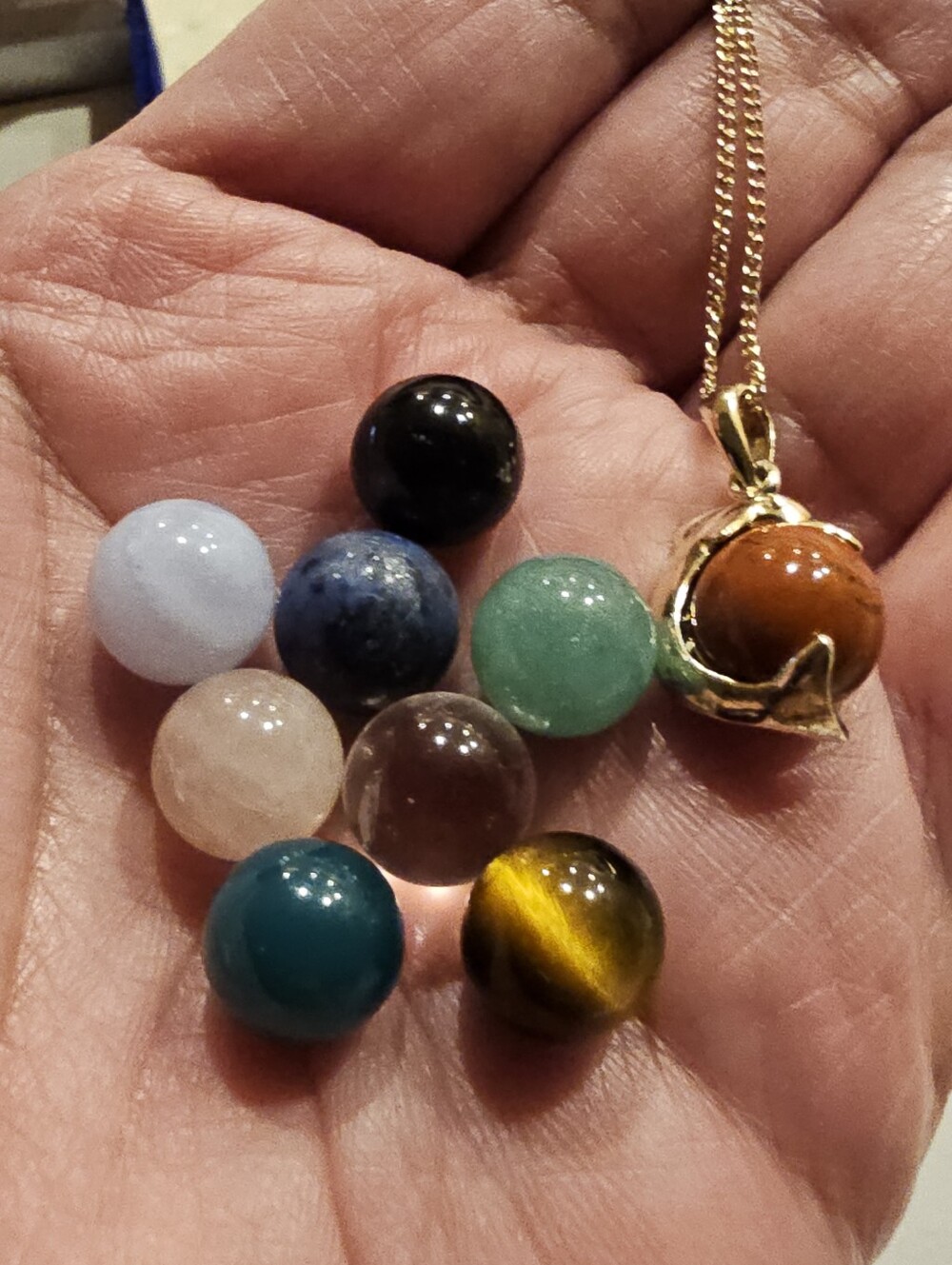 Vintage 925 Sterling Silver Dolphin Interchangeable Gemstone Sphere Necklace Box